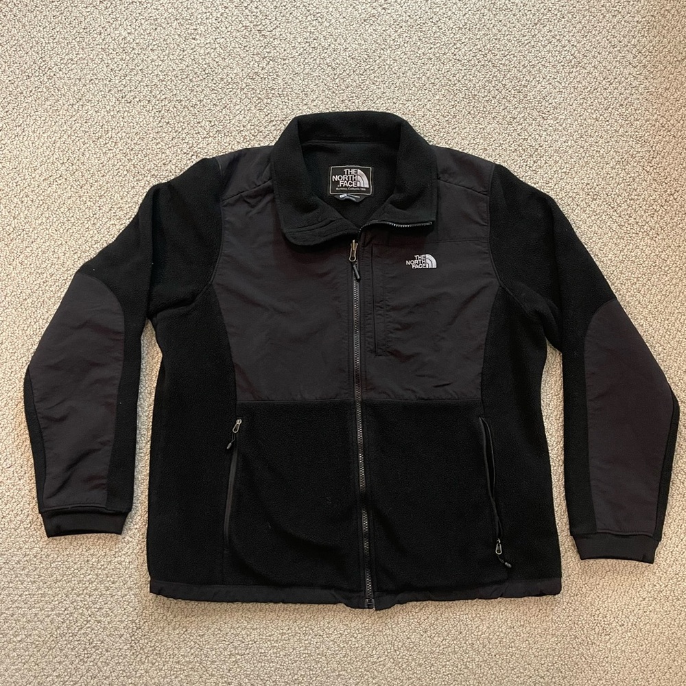 The North Face Sweater Fleece Soft Shell Winter Jacket Womens XL Black Full Zip